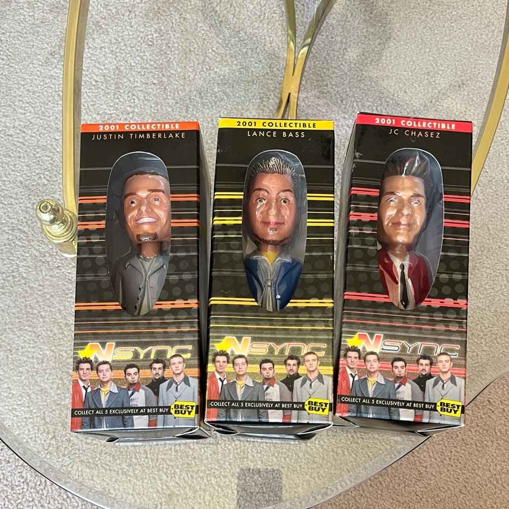 NSYNC Collectible Bobble head Set - Justin Timberlake, Lance Bass, JC Chasez